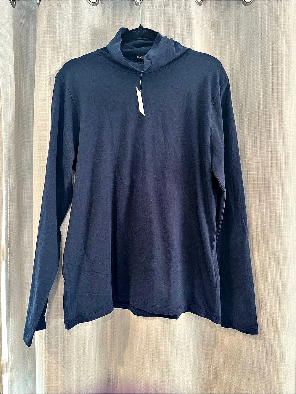 J.Crew Lightweight Tissue Long Sleeve Cowl Neck 100% Cotton Top Blue XL NWT